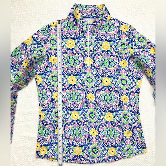 IBKUL Top Nora Print Long Sleeve Mock Neck 1/4 Zip UPF 50+, Size Small - Picture 13 of 16